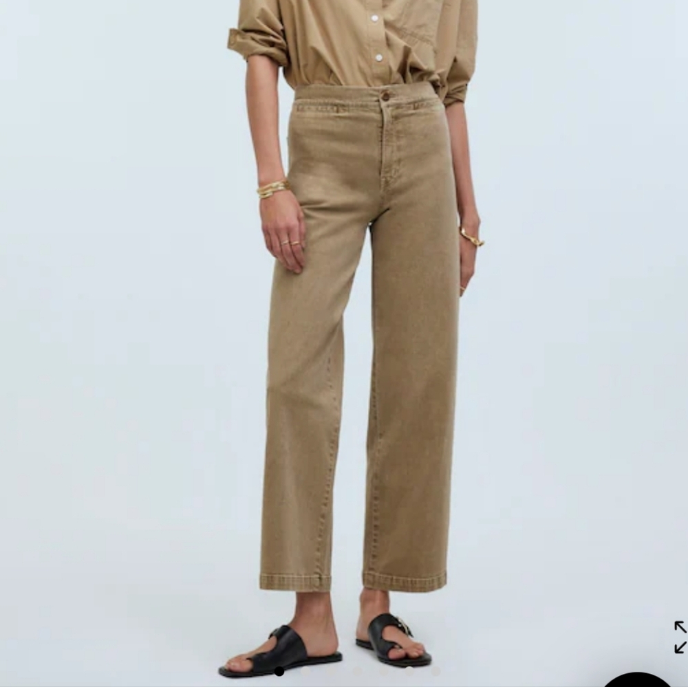 Madewell Khaki Wide-Leg Cropped Denim 26